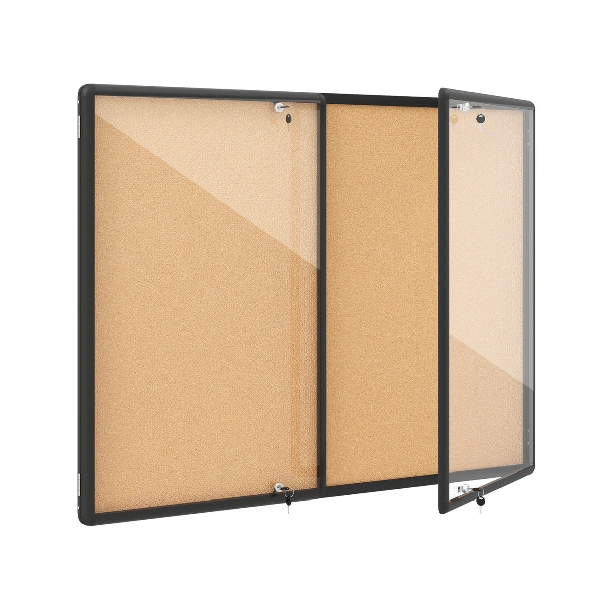 Enclosed Bulletin Board with Aluminum Frame and Felt Surface for Office-Black