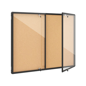 Enclosed Bulletin Board with Aluminum Frame and Felt Surface for Office-Black