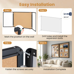 Enclosed Bulletin Board with Aluminum Frame and Felt Surface for Office-Black