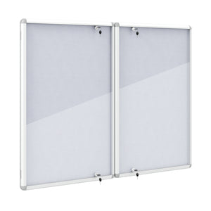 Enclosed Bulletin Board Lockable Cork Notice Board with Aluminum Frame-Sliver