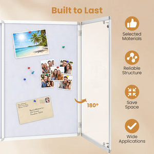 Enclosed Bulletin Board Lockable Cork Notice Board with Aluminum Frame-Sliver