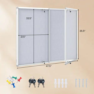 Enclosed Bulletin Board Lockable Cork Notice Board with Aluminum Frame-Sliver
