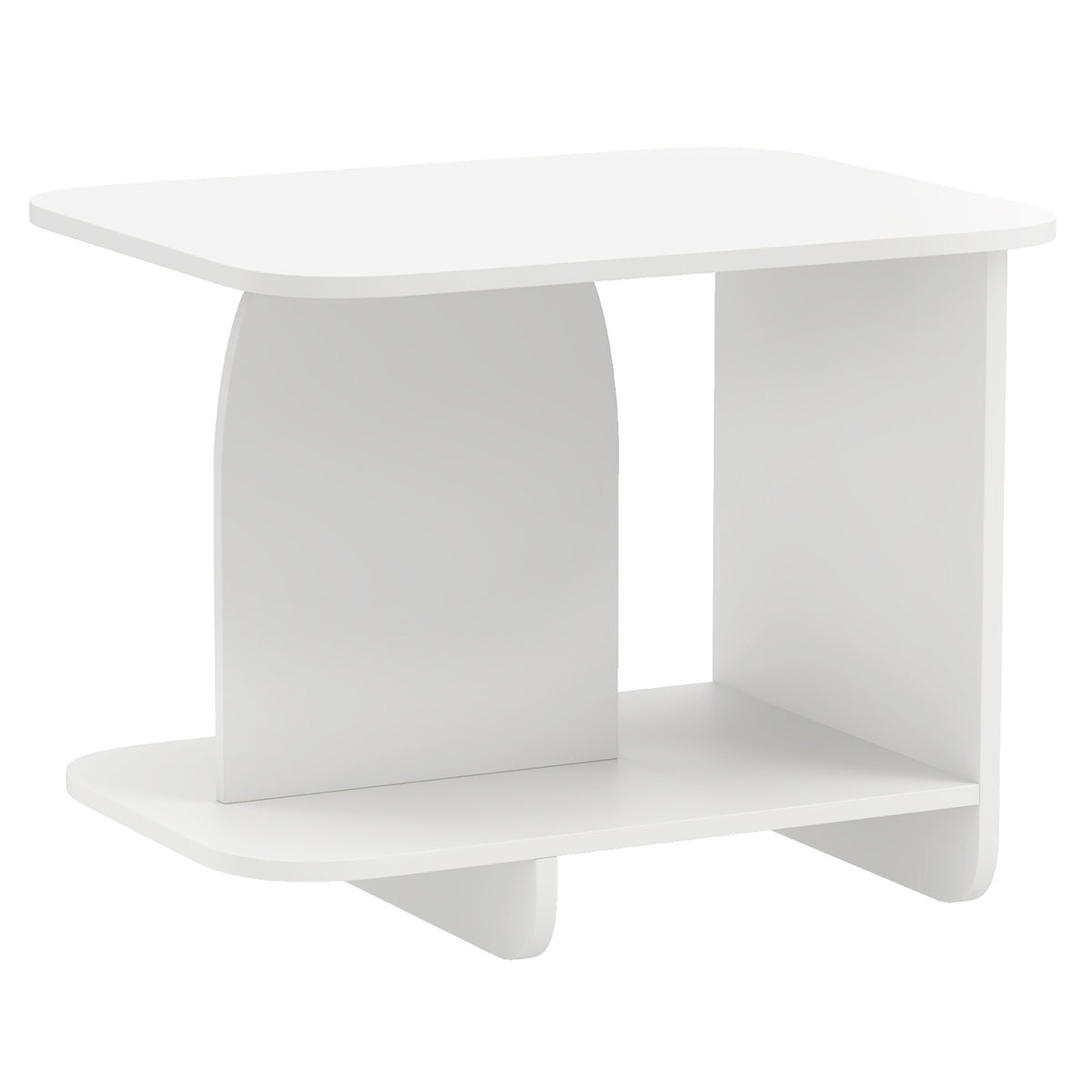 End Table 2-Tier Sofa Side Table with Storage Shelf for Small Space-White