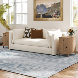 Flip Top End Table with Charging Station USB Ports Outlets and Drawer-Natural