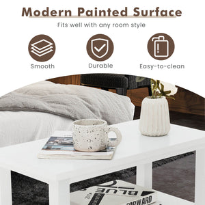 End Table Wooden with 2 Drawers and Shelf Bedside Table-Brown