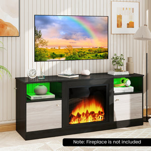 Entertainment Center with Adjustable Shelf & Open Compartment for 65â€ TVs-Black