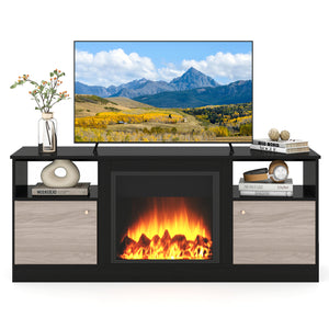 Entertainment Center with Adjustable Shelf & Open Compartment for 65â€ TVs-Black