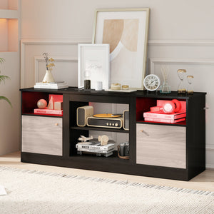 Entertainment Center with Adjustable Shelf & Open Compartment for 65â€ TVs-Black