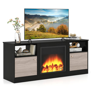 Entertainment Center with Adjustable Shelf & Open Compartment for 65â€ TVs-Black