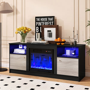 Entertainment Center with Adjustable Shelf & Open Compartment for 65â€ TVs-Style 2