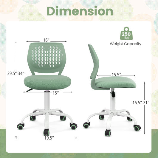 Ergonomic Children Study Chair with Adjustable Height-Green