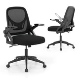 Ergonomic Computer Desk Chair with Lumbar Support and Flip-up Arms-Black