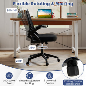 Ergonomic Computer Desk Chair with Lumbar Support and Flip-up Arms-Black