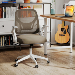 Ergonomic Computer Desk Chair with Lumbar Support and Flip-up Arms-Gray