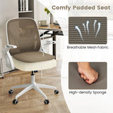 Ergonomic Computer Desk Chair with Lumbar Support and Flip-up Arms-Gray