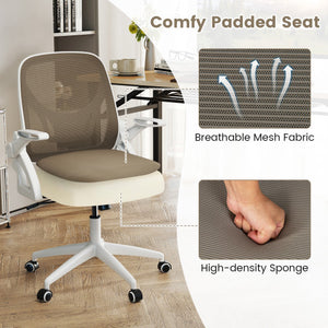 Ergonomic Computer Desk Chair with Lumbar Support and Flip-up Arms-Gray