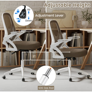 Ergonomic Computer Desk Chair with Lumbar Support and Flip-up Arms-Gray