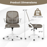 Ergonomic Computer Desk Chair with Lumbar Support and Flip-up Arms-Gray