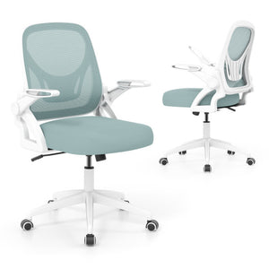 Ergonomic Computer Desk Chair with Lumbar Support and Flip-up Arms-Navy