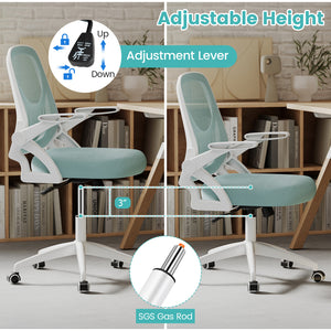 Ergonomic Computer Desk Chair with Lumbar Support and Flip-up Arms-Navy