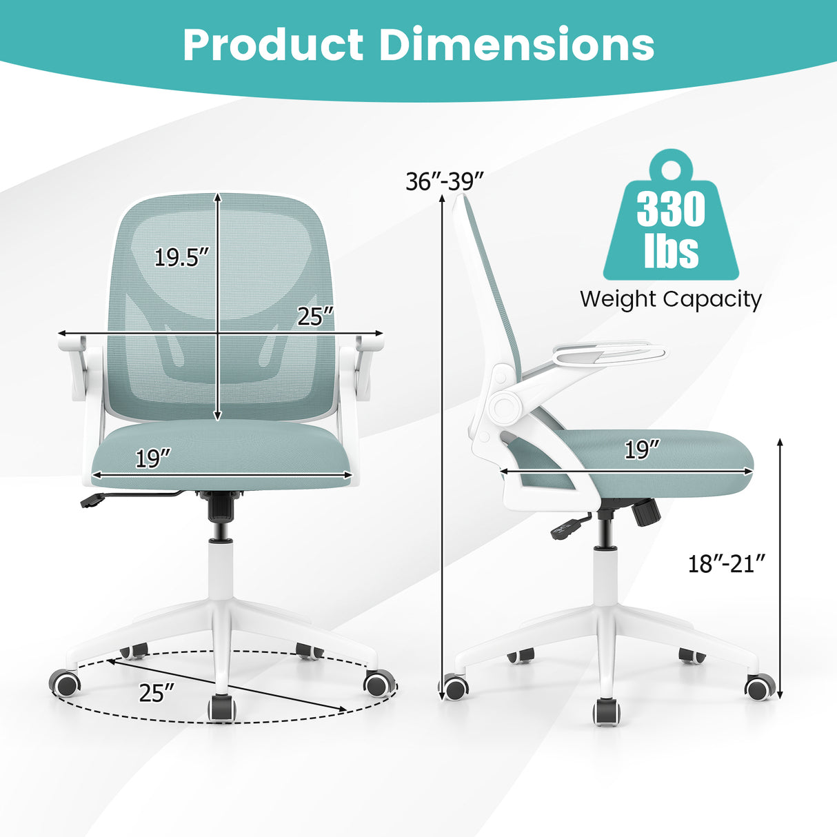 Ergonomic Computer Desk Chair with Lumbar Support and Flip-up Arms-Navy