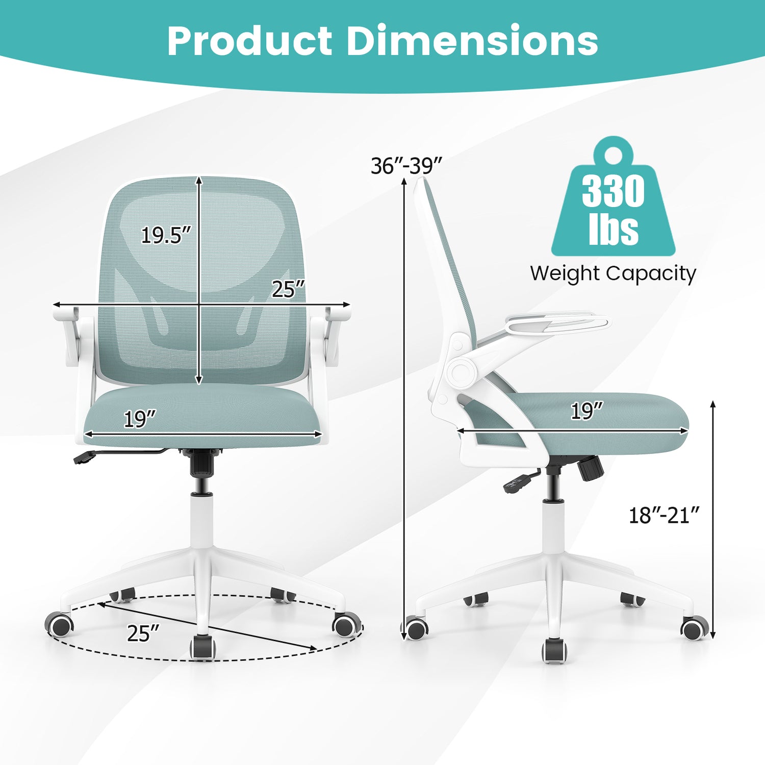 Ergonomic Computer Desk Chair with Lumbar Support and Flip-up Arms-Navy