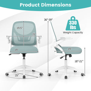 Ergonomic Computer Desk Chair with Lumbar Support and Flip-up Arms-Navy