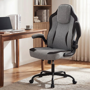 Ergonomic Computer Office Chair with 90 ° Flip-up Armrests-Gray