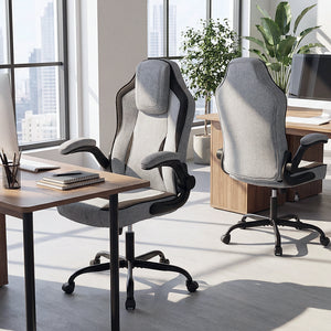 Ergonomic Computer Office Chair with 90 ° Flip-up Armrests-Gray