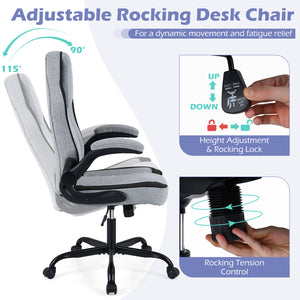 Ergonomic Computer Office Chair with 90 ° Flip-up Armrests-Gray