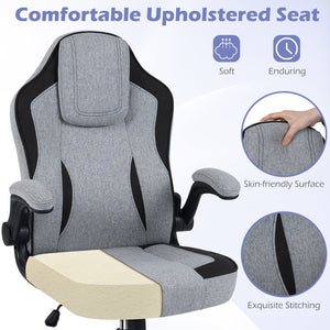 Ergonomic Computer Office Chair with 90 ° Flip-up Armrests-Gray