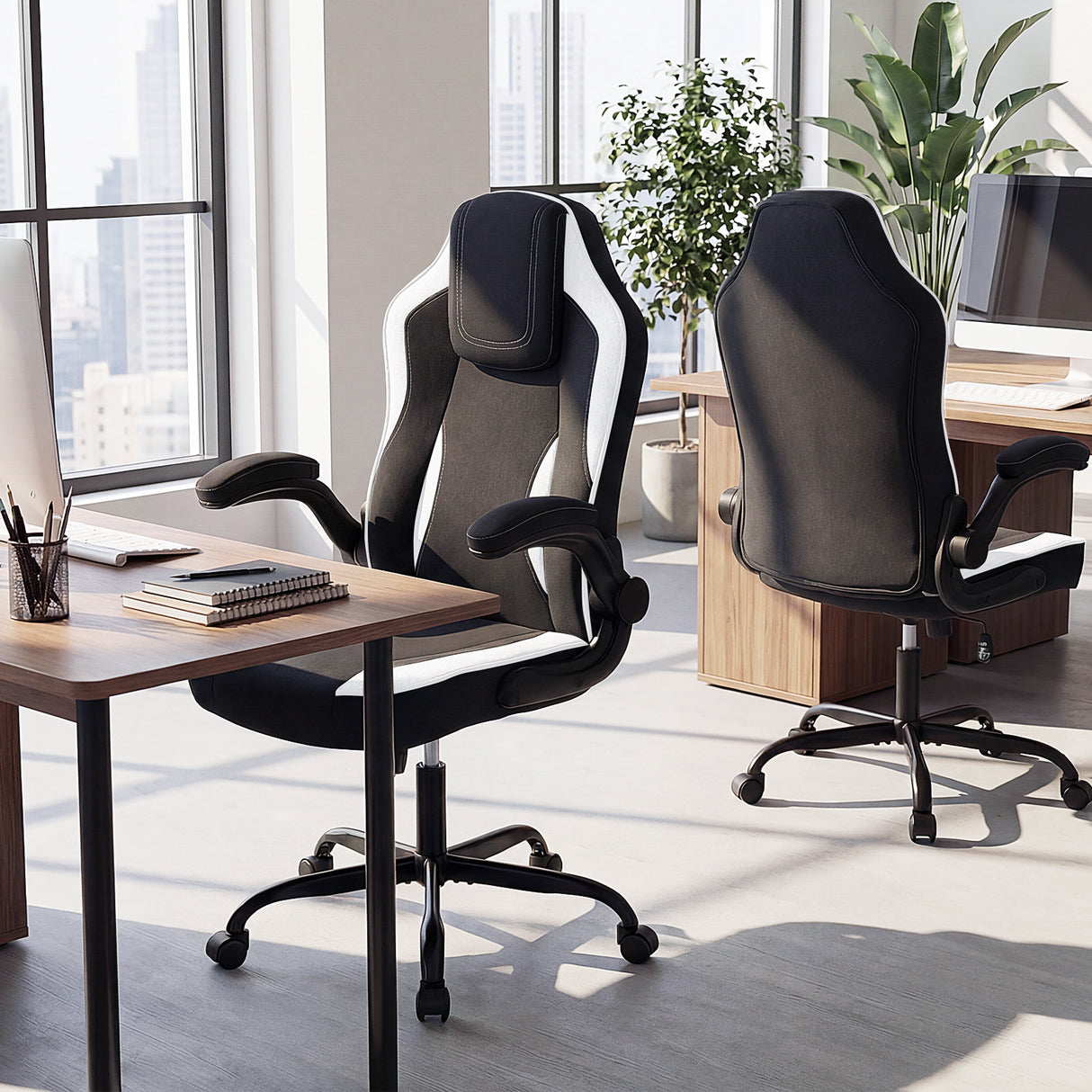 Ergonomic Computer Office Chair with 90 ° Flip-up Armrests-Black