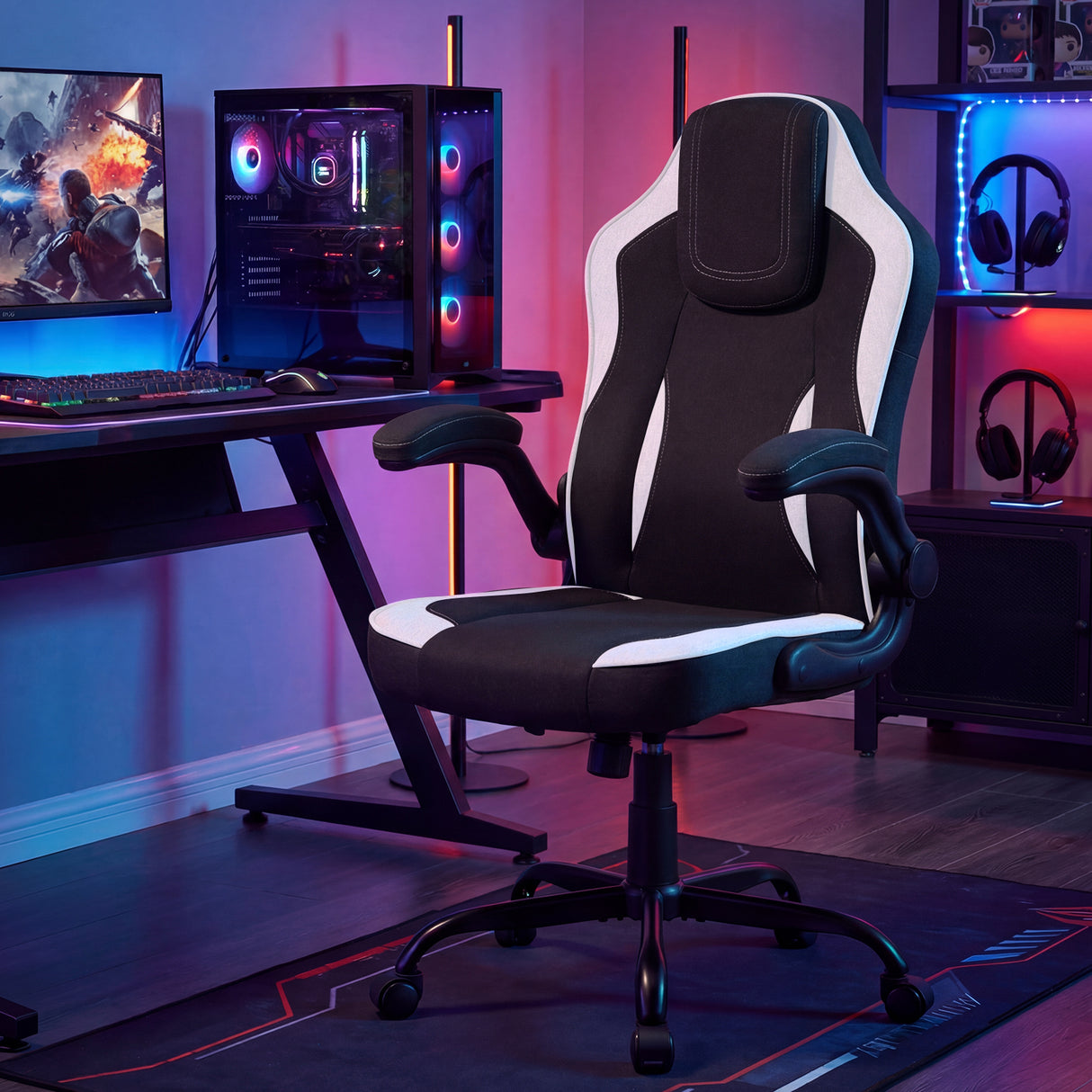 Ergonomic Computer Office Chair with 90 ° Flip-up Armrests-Black
