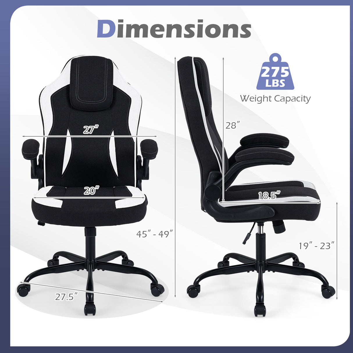 Ergonomic Computer Office Chair with 90 ° Flip-up Armrests-Black