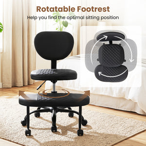 Ergonomic Cross Legged Office Chair with Height-Adjustable Seat - Black