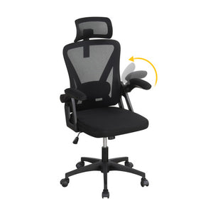Ergonomic Mesh Office Chair with Adjustable Lumbar Support and Flip-up Armrests-Black