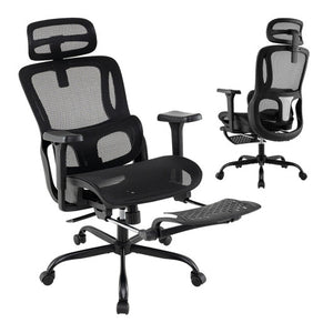 Ergonomic Office Chair Swivel Computer Desk Chair with Rotating Headrest-Black