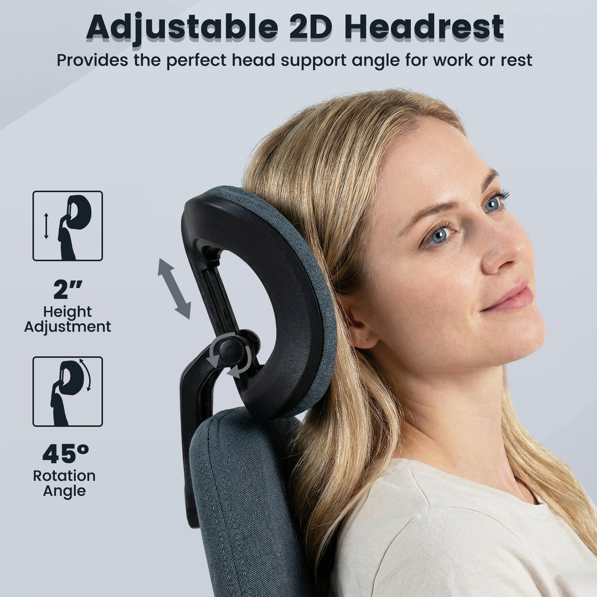 Ergonomic Office Chair Computer Desk Chair with 2D Headrest and Rocking Backrest-Gray