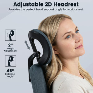 Ergonomic Office Chair Computer Desk Chair with 2D Headrest and Rocking Backrest-Gray