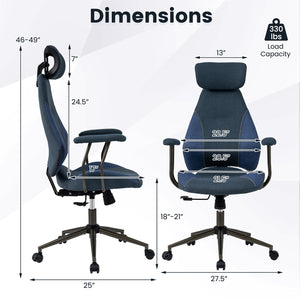 Ergonomic Office Chair Computer Desk Chair with 2D Headrest and Rocking Backrest-Navy