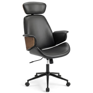 Ergonomic Office Chair with Headrest  Adjustable Height for Home Office and Study-Black