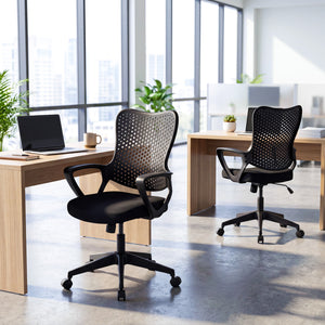 Ergonomic Office Chair Height Adjustable Computer Desk Chair with Breathable Butterfly Back-Black