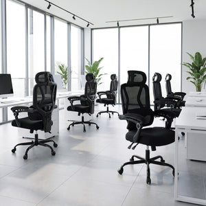 Ergonomic Office Computer Mesh Chair with High Back Adaptive Lumbar Support and 2D Adjustable Headrest-Black