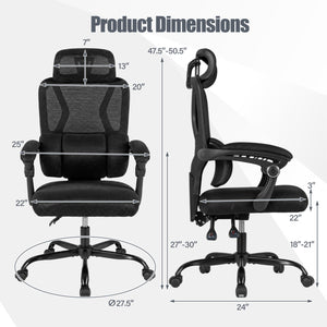 Ergonomic Office Computer Mesh Chair with High Back Adaptive Lumbar Support and 2D Adjustable Headrest-Black