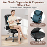Ergonomic Office PU Leather Executive Chair with Flip-up Armrests and Rocking Function-Black