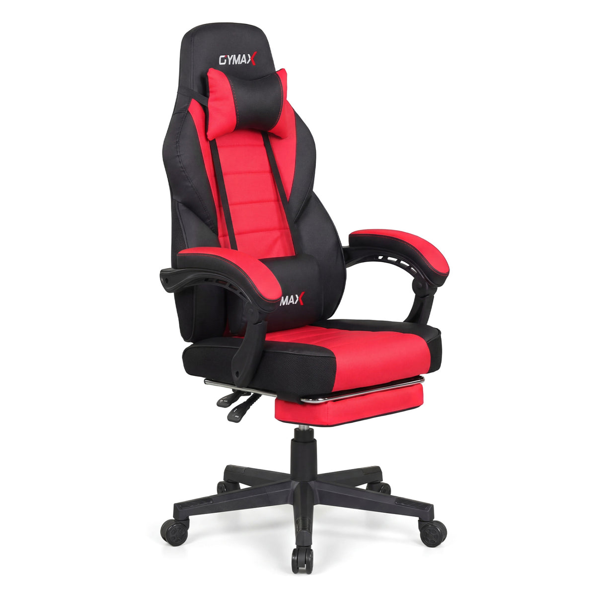 Ergonomic Video Game Chair with Headrest and Reclining Backrest-Red