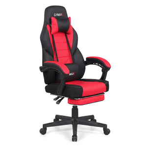 Ergonomic Video Game Chair with Headrest and Reclining Backrest-Red