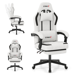Ergonomic Video Game Chair with Headrest for Home Office-Gray