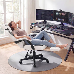Ergonomic Video Game Chair with Headrest for Home Office-Gray