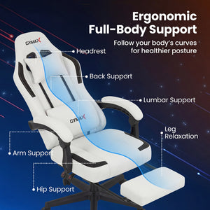 Ergonomic Video Game Chair with Headrest for Home Office-Gray